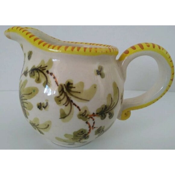 Italy Hand Painted Yellow floral creamer mini  pitcher porcelain 2 1/4 x 3 in. - Picture 1 of 6